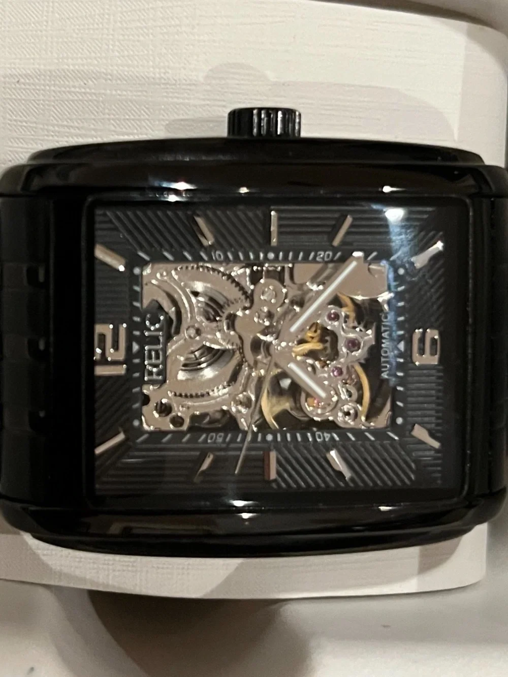 RELIC by Fossil Men’s Automatic Skeleton Dial Black SS Bracelet NW Box MSRP $175